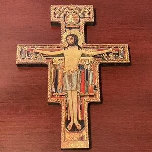Vintage Made in Italy San Damiano Wooden Crucifix Wall Cross Religious Faith